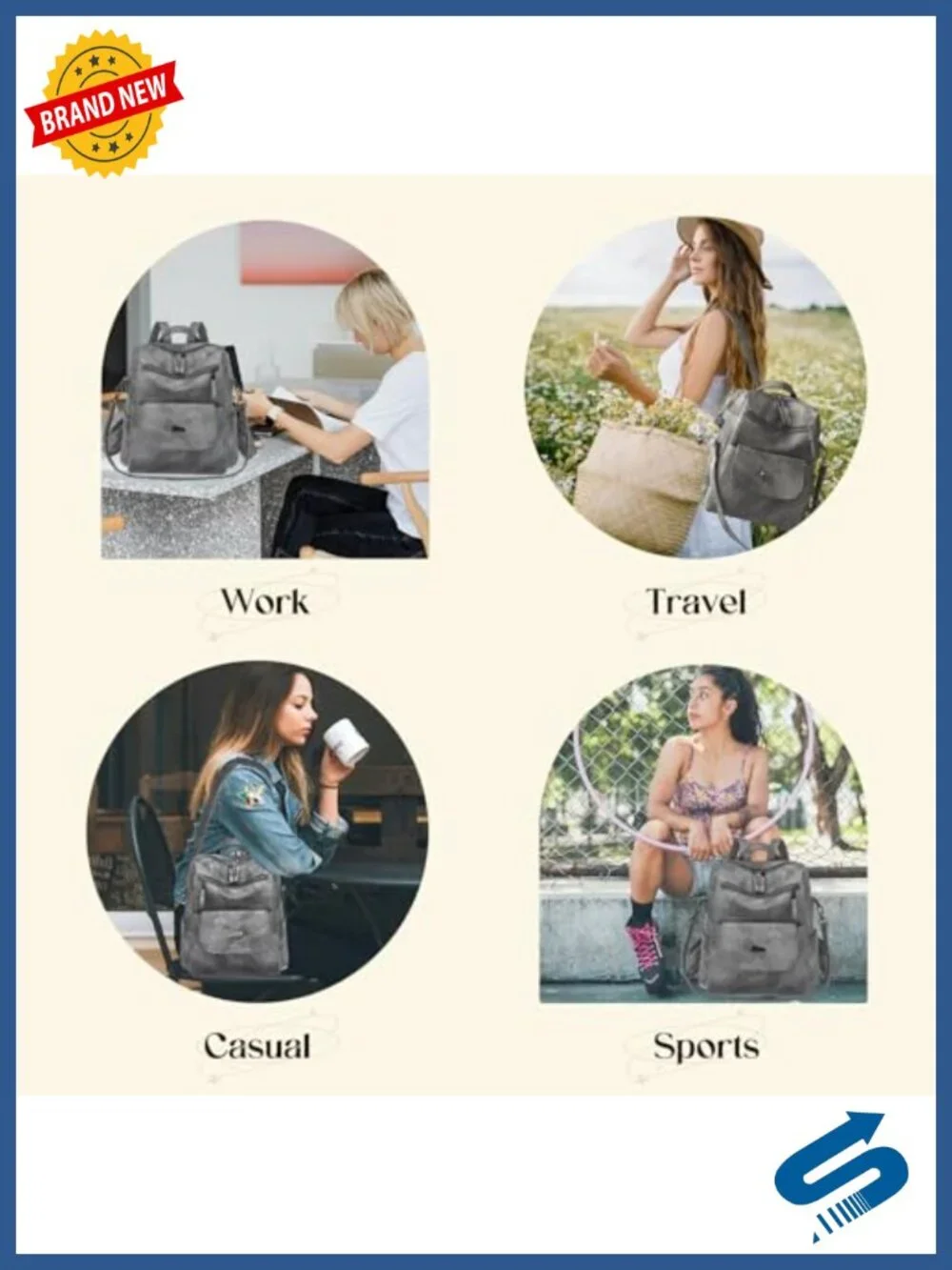 Women's Small Leather Backpack Purse Anti-theft Waterproof 3-in-1 Convertible